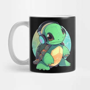 Green Turtle with Headphones Mug